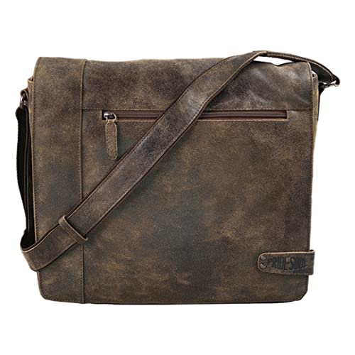 Pride and Soul Fixbag FB1147157 - Bolso Bandolera con Placa adaptadora Klickfix y Adaptador para Manillar de Bicicleta, Bolso de Hombro de Piel auténtica, Aprox. 31 x 34,5 x 9 cm, Color marrón