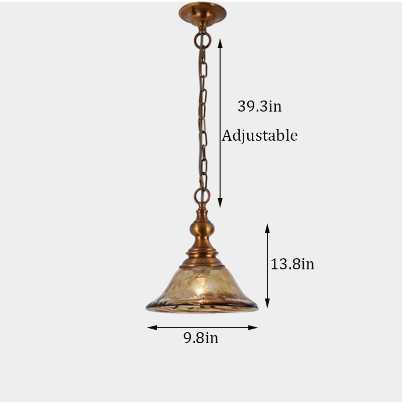 Petit lustre américain rétro en laiton véritable et verre ciselé E27