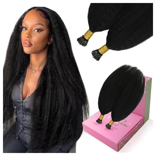 YoungSee Itip Human Hair Extensions Kinky Straight I Tip Hair Extensions Human Hair 14 Inch Black I Tip Hair Extensions Kinky Straight Itip Hair Extensions Human Hair Black Women 100strands 50g