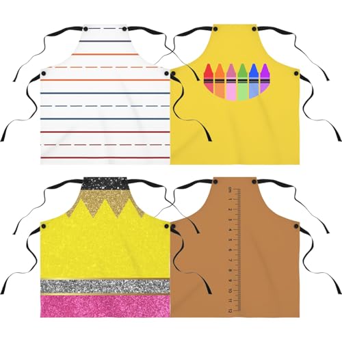 Group Halloween Teacher Stationery Costumes Apron for Teachers Adults, Halloween