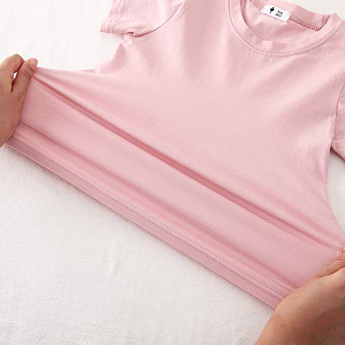 Image of KISBINI Little Girls Boys Short Sleeve T-Shirt Cotton Solid Tees for Toddlers