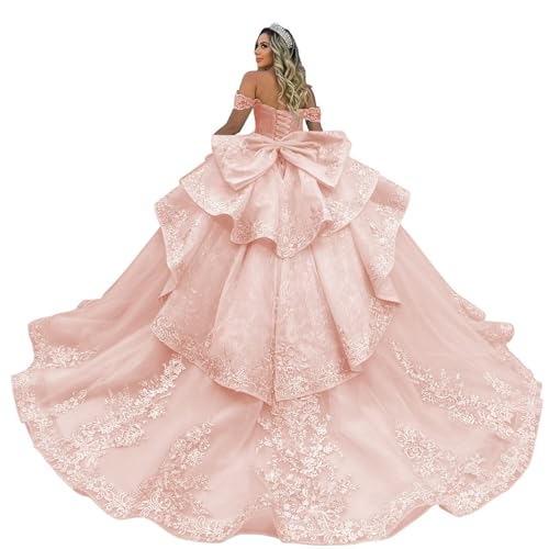 Zhangyo Beaded Princess Tulle Quinceanera Dresses Ball Gown for Women
