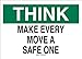 Brady 73464 Premium Fiberglass Safety Slogans Sign, 7" X 10", Legend "Make Every Move A Safe One"