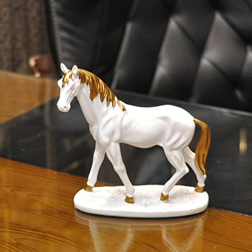 Image of AUGEN Polyresin White Horse Idol Statue Showpiece for Home Decor Decoration and Gifting (1 Piece, 8105A)