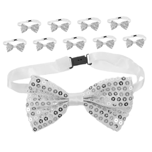 VALICLUD 10Pcs Sparkly Pre Tied Bow Ties with Adjustable Strap Shimmering Sequin Neck Ties for Boys for Performances and Birthday Parties