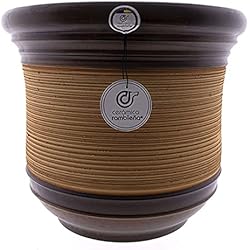 Macetas Grandes Exterior Ceramica CERÁMICA RAMBLEÑA | Maceta Grande | Maceta Original | Maceta Exterior | Maceta Suelo camapana Baja Araña-Nogal - Modelo J30 | 33x33x28.5 cm