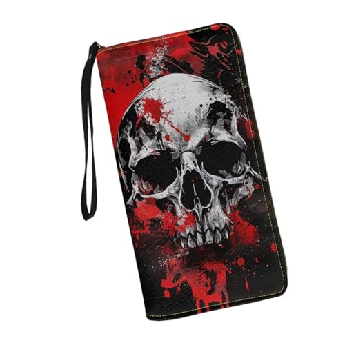 Leather Wallets for Men Gothic Skeleton Wallet Purse Coin Pocket Clutch Bag Birthday,Valentine's Day,Memorial day,Festival Gift