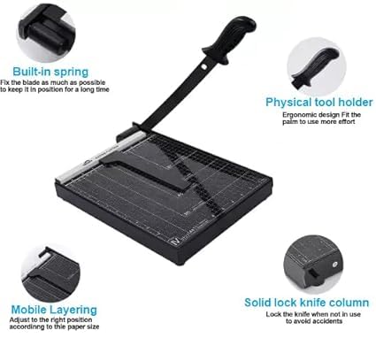 Image of 12 Inch A4 Steel Heavy Duty Professional Paper Cutter Guillotine Paper Trimmer Machine (A4, B5, A5, B6, B7) (Black)
