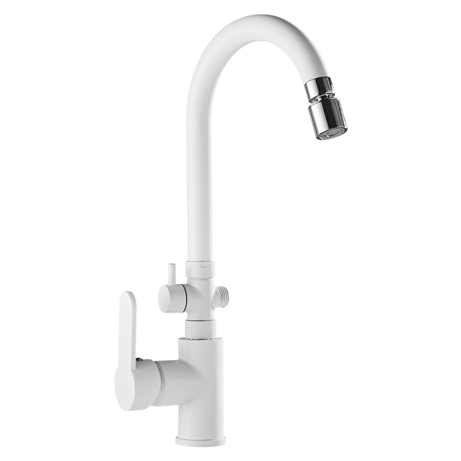 ZYCHSJXA Kitchen Tap with Dishwasher Connector Brass 360° Rotation Single Hole Double Handle Mixer Taps-White