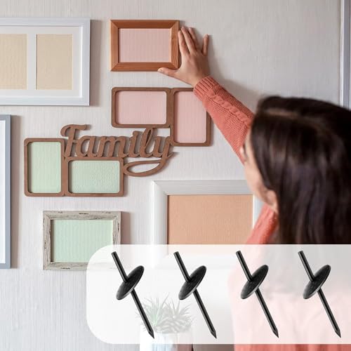 Image of 50 Pieces One Step Hangers Picture Hangers for Drywall Picture Hanging Nails Iron Alloy Photo Frame Hanger Kit for Wood Hardware Mounting (50Ib)