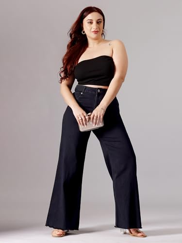Image of Miss Chase A+ Women's Wide-Leg High Rise Regular-Length Stretchable Denim Jeans