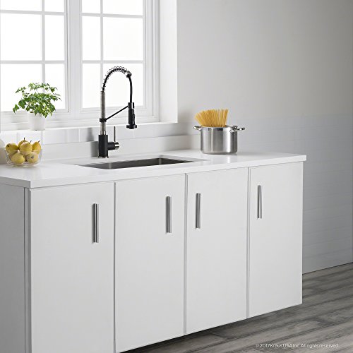 Kraus KPF-1610SSMB Bolden 18-Inch Commercial Kitchen Faucet with Dual Function Pull-Down Sprayhead in All-Brite Finish, Stainless Steel/Matte Black