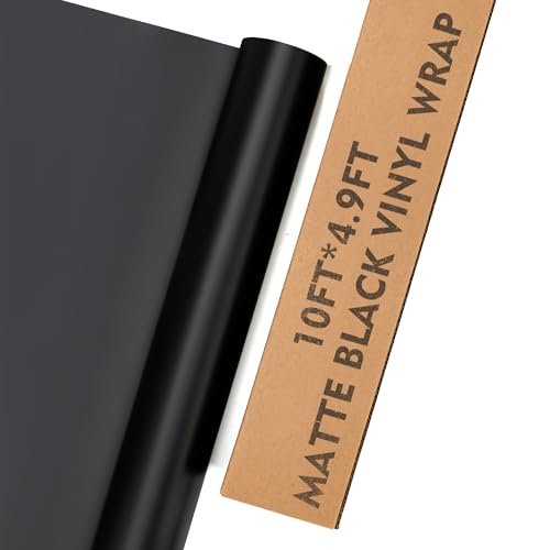 Image of Matte Black Vinyl Wrap for Cars, 10ft x 4.9ft Vinyl Car Wrapping Film - Bubble Free Vehicle Sheet Roll for Body Protection, Scratch Resistance (Matte Black)
