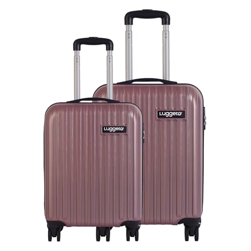 Image of Luggero - Classic Light-Weight & Durable Polycarbonate Rose Gold Unisex Hard Luggage|Set of 2 (L+M)|8 Smooth Spinner TPV Wheels| Outer Combi Lock | Trolley Bag