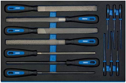 Draper 63513 Hand File 13 Piece Set in 3/4 Drawer Eva Insert Tray , Blue