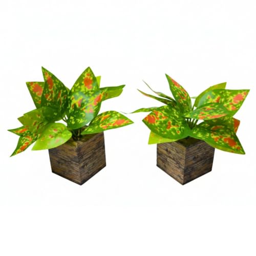 Image of DecoreBugs Artificial Real Touch Flower Plant with Pot (Pack of 2), 16 cm Height, Decorative Faux Floral Plant for Home, Office, Living Room, Bedroom, Table & Shelf Decor