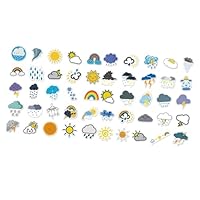 WEKAMOS 50pcs Weather Decals Stickers Pack for Laptop Bike Water Bottles Weather Symbols with Strong Adhesion Cartoon Patterns for DIY Decoration and Personalizing Car Luggage Scrapbooks