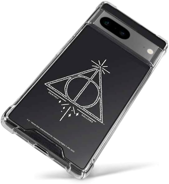 Skinit Clear Phone Case Compatible with Google Pixel 8 - Officially Licensed Wizarding Worlds Harry Potter Deathly Hallows Symbol Design