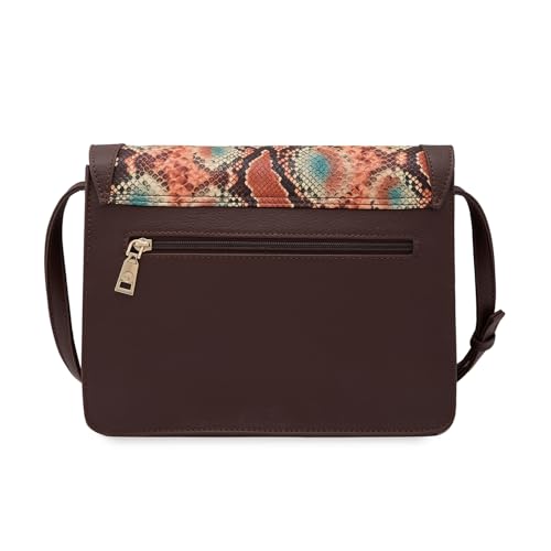 Image of Caprese Vittoria Satchel Bag, Medium | Stylish Snake Print Handbag for Women with Multiple Pockets & Compartments | Magnetic Button Closure | Perfect for Casual & Daily Use