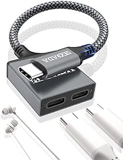 USB C Headphone Adapter, 2 in 1 Type C Splitter Jack Earphone Audio Adapter, Support Phone Call and Charging (Grey)