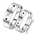 AmDxD Alliance Couple Argent, Acier Inoxydable Bague Fiancaille Couple Gravée Cœur I'll Love You As Long As Live Taille W51.5 & M54