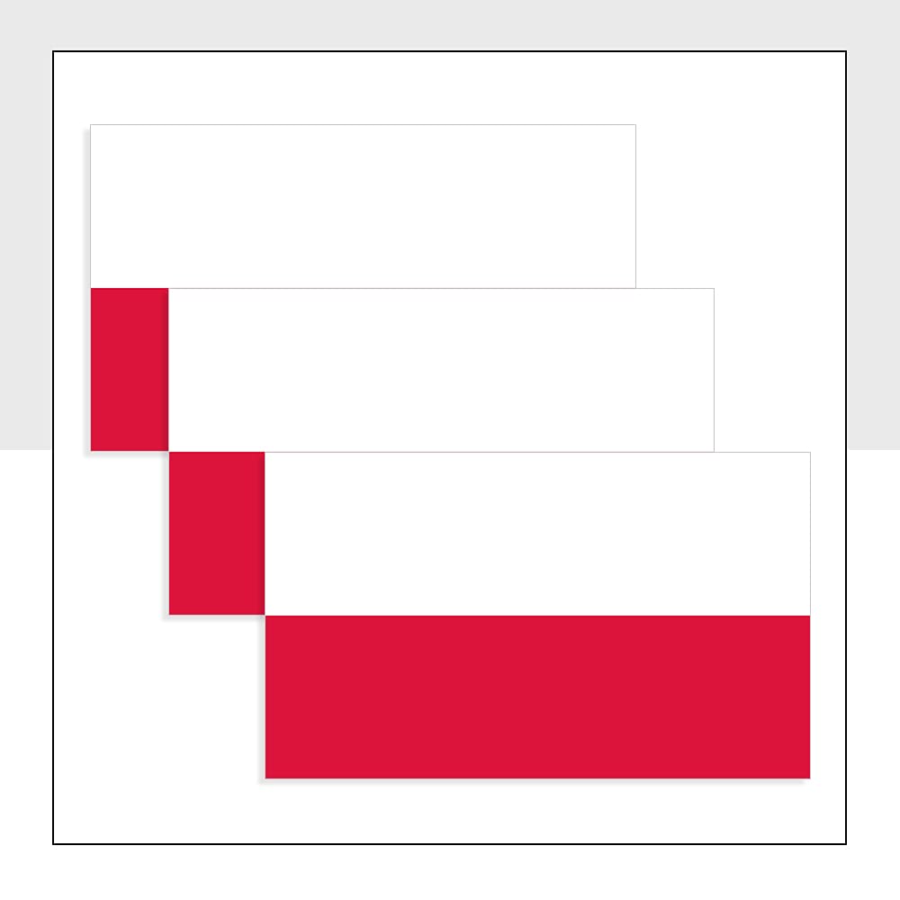 Poland Flag Car Stickers Pack of 3 (100 x 60mm) Waterproof POL Flag Labels for Bike Van Windows Helmet Bumpers Packwith® #P1063