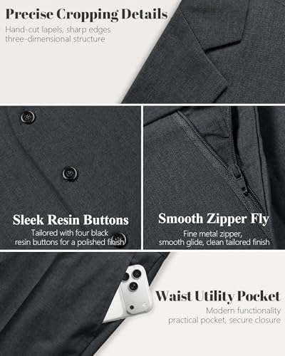 Image of MY'S Men's Suit Slim Fit One Button 3-Piece Suit Blazer Dress Business Party Jacket Vest & Pants