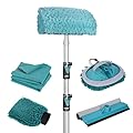 TelesPro 12FT Car Wash Brush with Long Handle, Car Cleaning Kit with Soft Wash Brush, Tire Brush, Window Squeegee, Microfiber Cleaning Head, Mitt, for House Siding, Auto Cars, Trucks, SUV, RV, Floors
