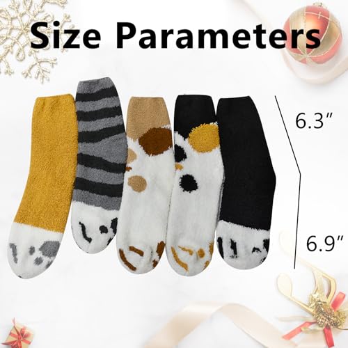Image of kissleaf Thick Warm Fuzzy Socks for Women 5 Pairs Fluffy Cozy Womens Socks Winter Cute Slipper Socks for Women Gift