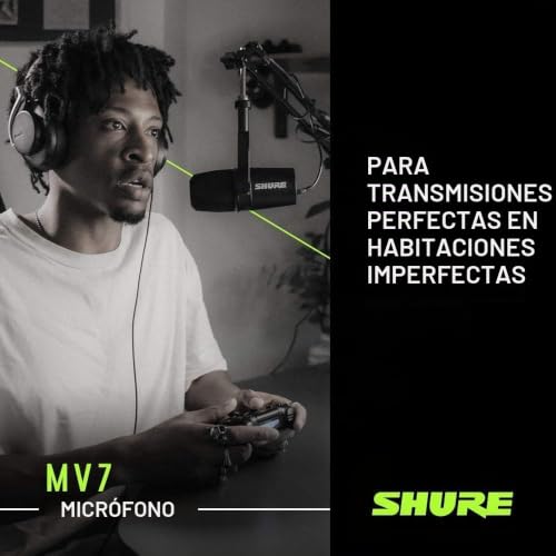 Miniatura 3 de Shure Mv7 Micrófono Dinámico Usb Xlr Para Podcasts, Grabación, Retransmisiones Y Partidas En Directo, Salida De Auriculares, Tecnología De Aislamiento De Voz, Con Certificado Teamspeak, Negro