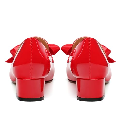 Image of Womens Loafer with Heel, Comfortable Chunky Heels for Women, Loafers Shoes with Bowknot Womens Bunion Dress Shoes