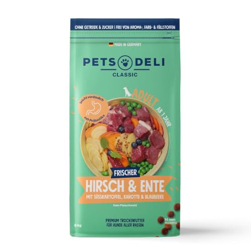Pets Deli Classic Trockenfutter für Hunde mit Ente & Hirsch, 6kg