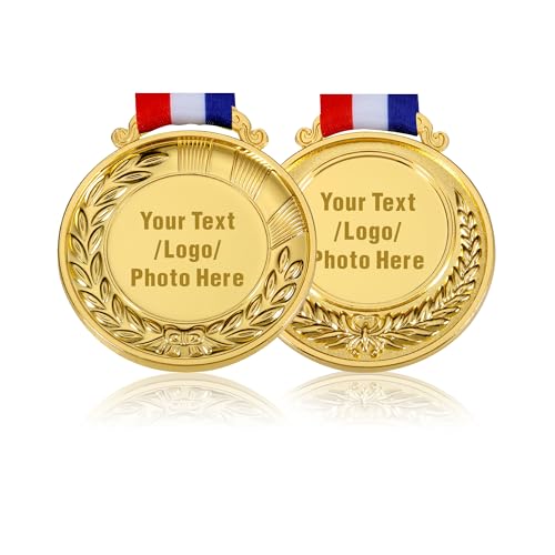 Personalized Medals Bulk - Custom Award Medal, Design Your Own Medals for Kids Adults, Winner Medals Prize Gifts for Sports, Tournaments, Competitions, Party, Game, Field Day Medals, Honor Roll Medals