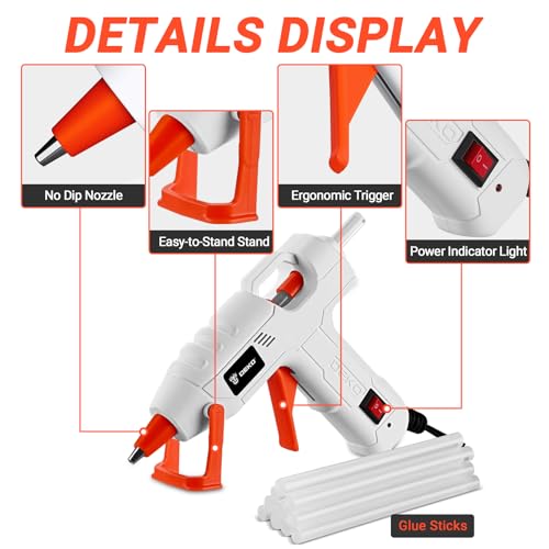 Mini Hot Glue Gun: DEKO 20W Hot Glue Gun with 30 pcs 7 mm x 100 mm Glue Sticks for Kids School Projects, Hobbies, Crafting, DIY, Arts & Home Repairs on Wood, Fabric, Plastic & More White-Orange 3 Mini Hot Glue Gun: DEKO 20W Hot Glue Gun with 30 pcs 7 mm x 100 mm Glue Sticks for Kids School Projects, Hobbies, Crafting, DIY, Arts & Home Repairs on Wood, Fabric, Plastic & More White-Orange - Image 3