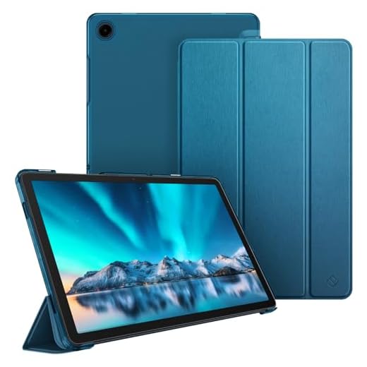 Fintie Hülle für Samsung Galaxy Tab A11+ Plus 11" 2025 / Tab A9+ Plus 11 Zoll 2023 Tablet, Ultradünn Schutzhülle mit Translucent Rückseite Cover, Pfauenblau