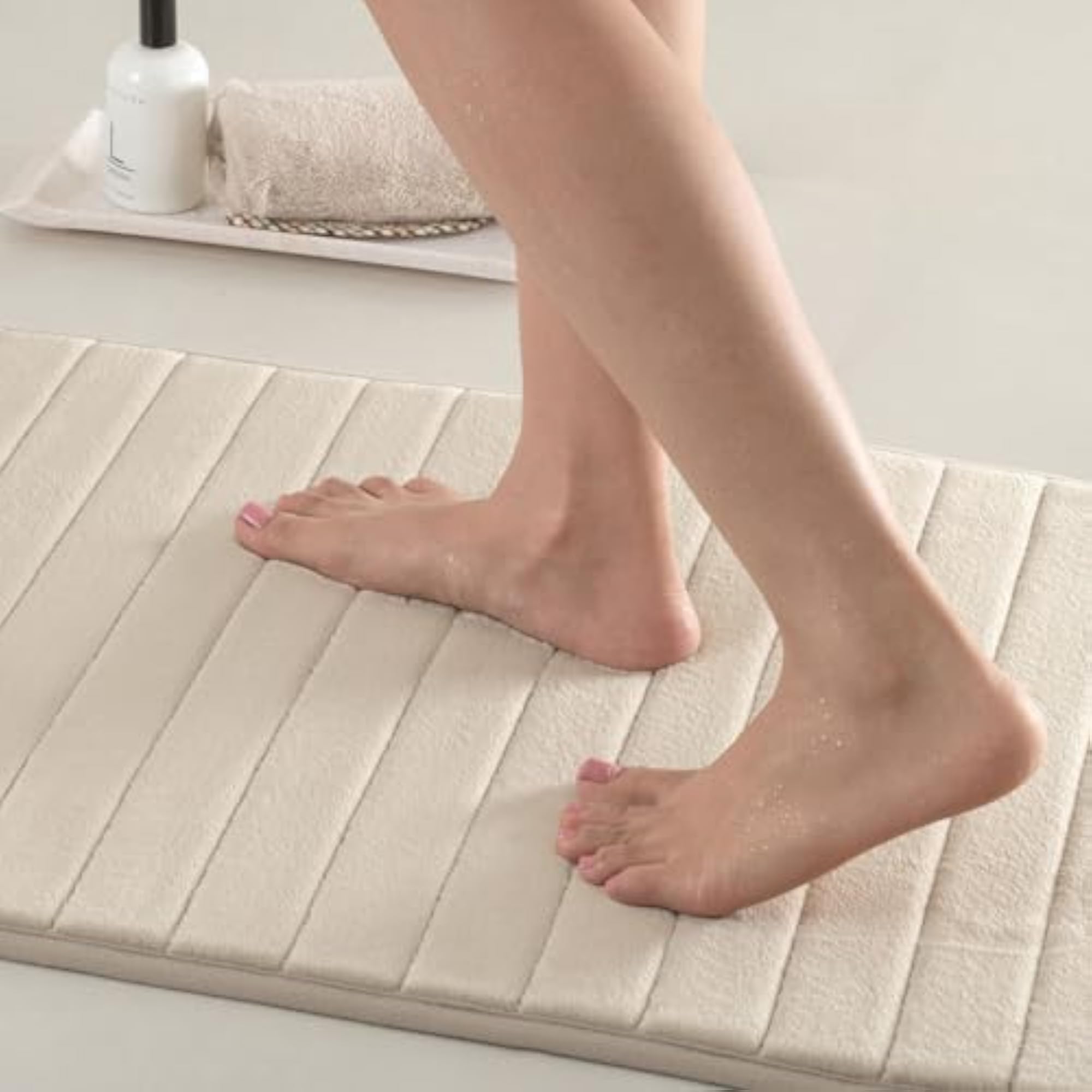 Memory Foam Bath Carpets, Dark Beige, Anti-Skid