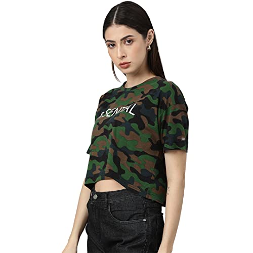 Image of Veirdo Women's Cotton Camouflage Loose Fit T-Shirt