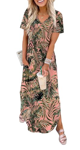 Image of WIHOLL Women's Summer Short Sleeve Dresses Maxi Dress Vacation Beach Sundresses 2026 with Pockets