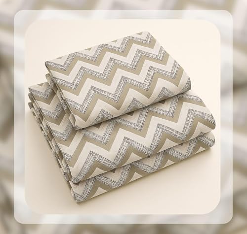 Image of HOMEKART Cotton Double Bedsheet with Pillow Covers | 144 TC Soft & Breathable Luxury Bed Sheet | Leaf Printed Bedding for Bedroom | Double Bed Size 90 x 90 Inches | Beige & Charcoal Grey
