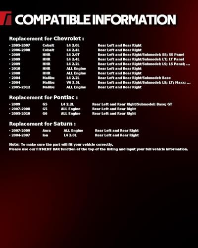 Image of Torchbeam Rear Brake Calipers Set for Chevrolet 2005-2012 Malibu, Pontiac 2005-2010 G6, Chevrolet 2008 2010 HHR, Saturn 2007-2009 Aura, Rear Left and Rear Right Calipers Replace # 18B4892+18B4893