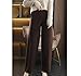 Women's 100% Wool Knit Pants High Waist Straight Loose Casual All Matching Knitted Trousers Beige
