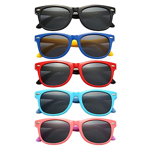 Image of FANNYGO 3 Pack Kids Sunglasses for Boys Girls Kid children's Polarized Sunglasses Age 3-10