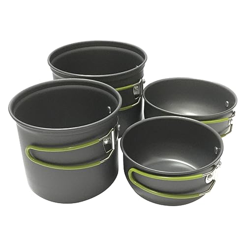 VICASKY 1 Set Portable Camping Utensils Aluminium Alloy Cooking Kit for People Non Stick Durable Outdoor Cookware for Picnics and Barbecues