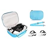 CaseSackケースはMeta Quest 3とMeta Quest 2に対応。VRヘッドセット、コントローラー、アクセサリー用のトラベルケースの整理、持ち運びやプレイが簡単なショルダーストラップ付き(ブルー)