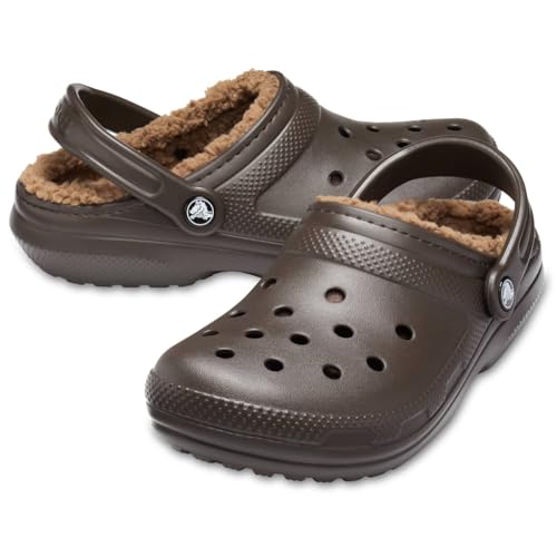 Image of Crocs Unisex Adult Mens and Women's Classic Lined | Fuzzy Slippers Clog, Espresso /Walnut, 16 Women /14 Men US