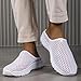 XDFVC Garden Clogs Men Slip On Mules Clogs for Women Mesh Lightweight Waterproof Comfortable Slippers Sandals Breathable Non Slip Casual Shoes Outdoor Fashion Mules Unisex B-White