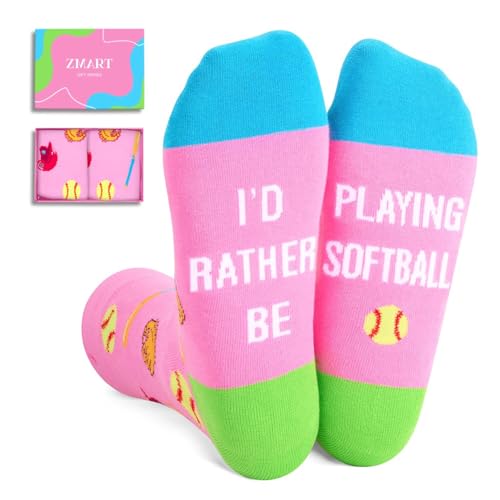 Zmart Softball Mom Dad Gifts - Softball Player Gifts for Men Women, Youth Teen Teenager Socks Stocking Stuffers