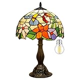 Bedside Table Lamp Tiffany Style Stained Glass Lamp Hummingbird Desk Reading Light 18' Tall Living Room Bedroom Nightstand Library Banker Victorian Memory Sympathy Type WERFACTORY LED Bulb Included