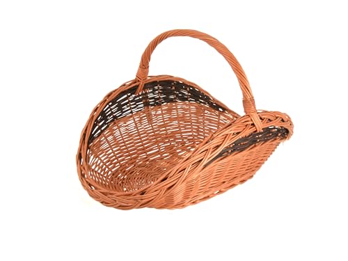Aqbau® Panier en osier pour bois de chauffage – Panier à bûches naturel fait main, avec poignée – Range-bûches déco pour cheminée, format L, 58 x 35 cm