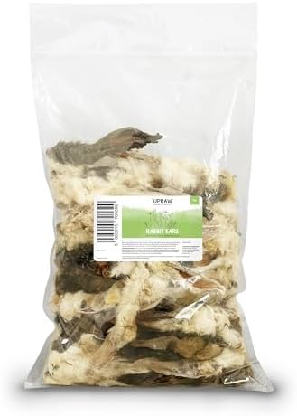 Rabbit Ears with Fur for Dogs - 1kg Premium Hypoallergenic, For All Breeds, Small, Medium, Large, Puppies, Adult, Senior, Raw Dog Treats 100%, Natural Dog Treats, Digestive Health, Product of EU
